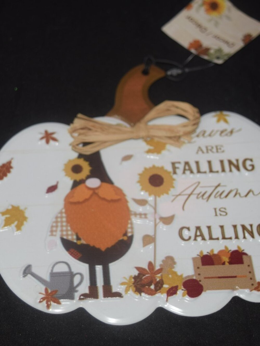 🍁NWT Autumn Is Calling Pumpkin Sign Fall Gnome Sunflower Decor